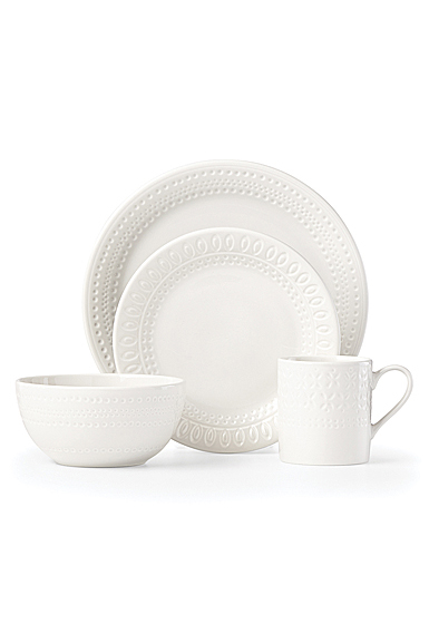 Kate Spade China by Lenox, Stoneware Willow Drive Cream 4pc Place Setting