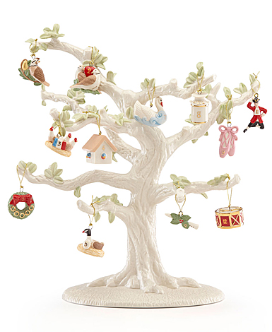 Lenox China Twelve Days of Christmas 12 Piece Ornament and Tree Set