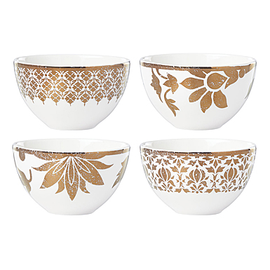Lenox Global Tapestry Gold China Dessert Bowl Set Of Four