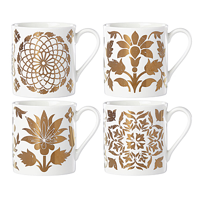 Lenox Global Tapestry Gold Dinnerware Dessert Mugs Set Of Four