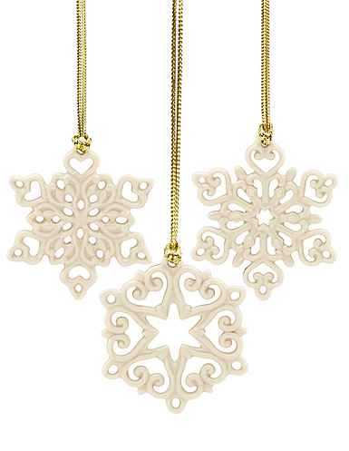 Lenox Christmas Pierced Snowflake 3PC Ornament Set