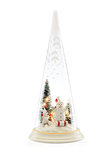 Lenox Christmas Glass Lit Snowman Sledding