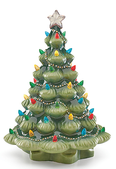 Lenox Christmas Treasured Traditions Green Porcelain Lit Tree