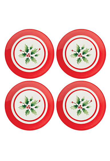 Lenox Holiday China Stripe Dessert Place Setting Of Four