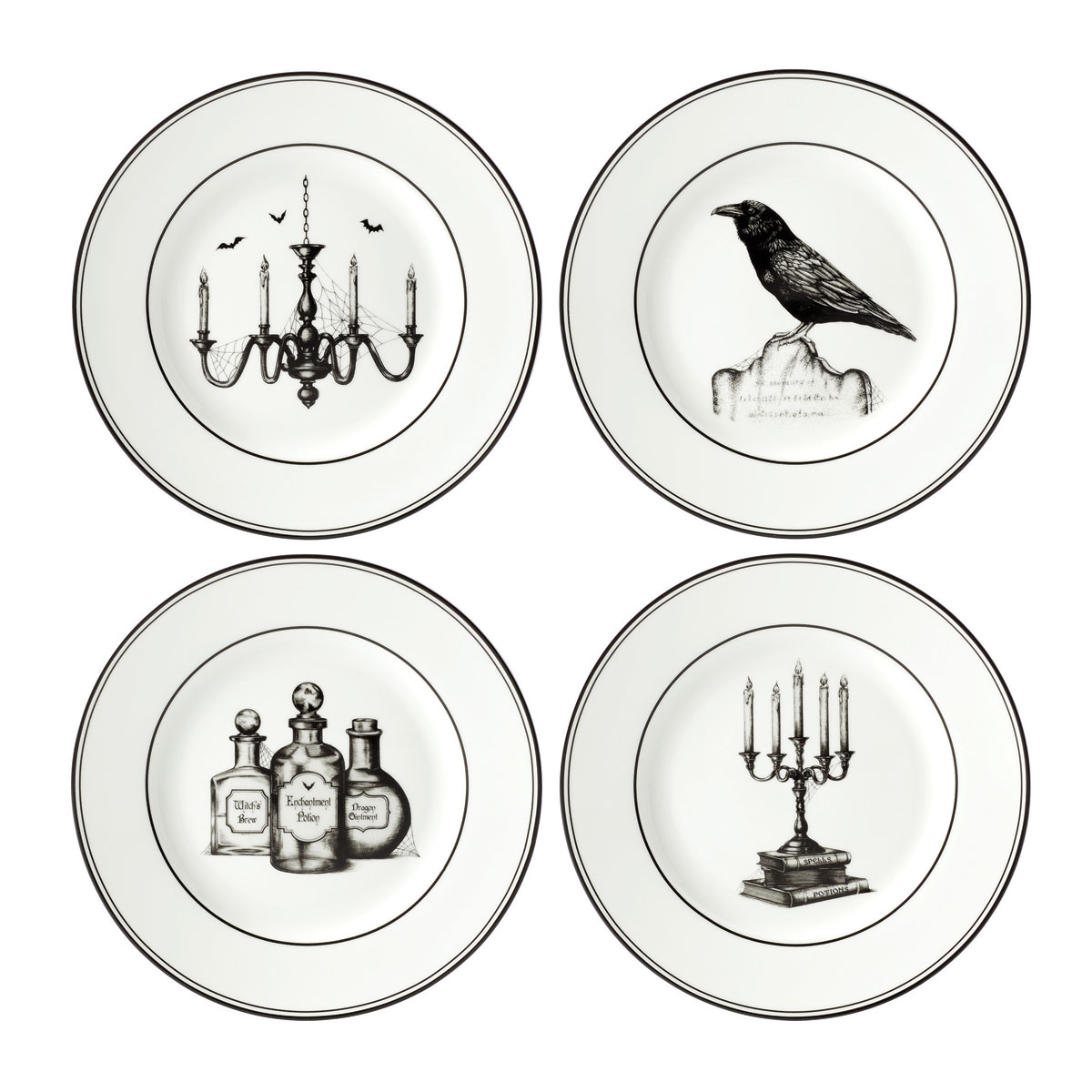 Lenox Vintage Halloween Accent Plates, Set of 4