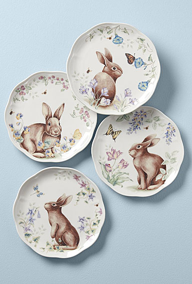 Lenox Butterfly Meadow Bunny 4-Piece Accent Plate Set, Assorted