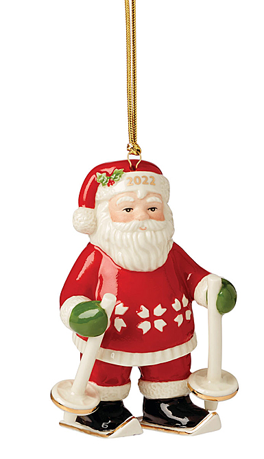 Lenox Christmas 2022 Santa on Skis Dated Ornament