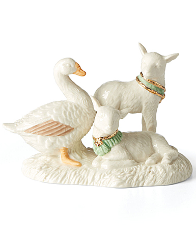 Lenox Christmas First Blessing Nativity Goose and Lambs Figurine