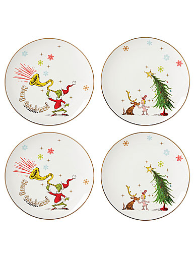 Lenox China Merry Grinchmas Accent Plate, Set Of 4, 2 Designs