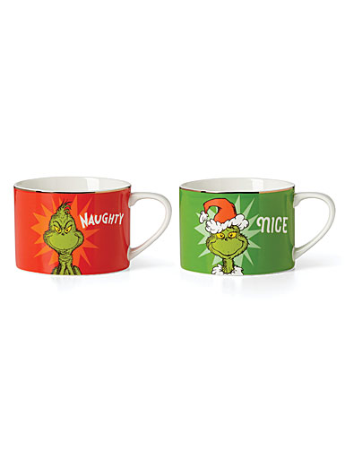 Lenox Merry Grinchmas Naughty and Nice Mugs, Set of 2