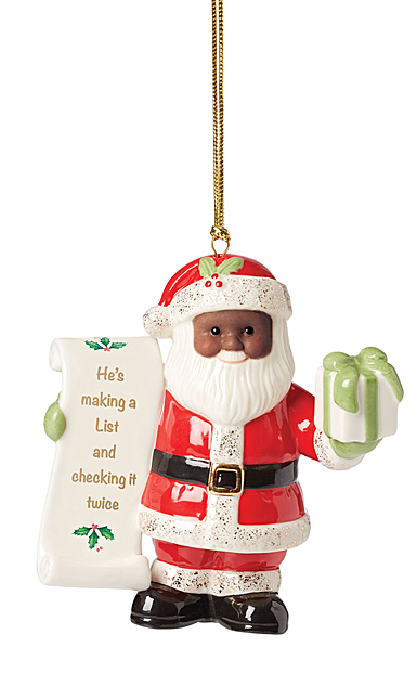 Lenox Christmas African American Santa with List Ornament
