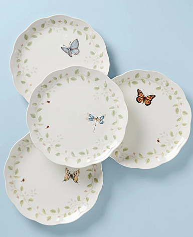 Lenox Butterfly Meadow Bunny Vines Dinner Plates, Set of 4, Assorted