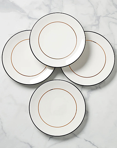 Kate Spade, Lenox Make It Pop 10.5" Dinner Plate Set of 4 Black, Gold