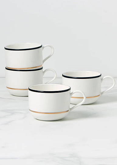 Kate Spade, Lenox Make It Pop Mug Set of 4 Black, Gold