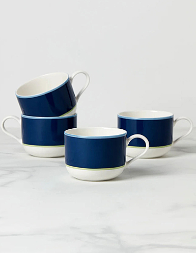 Kate Spade, Lenox Make It Pop Mug Set of 4 Navy, Green