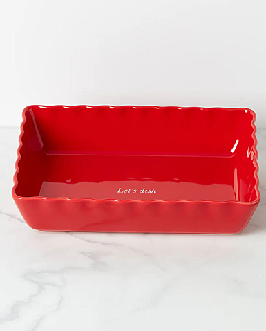 Kate Spade, Lenox Make It Pop "Let's Dish" 9.5" Rectangular Baking Dish Red