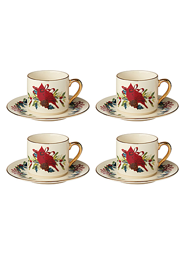 Lenox China Winter Greetings Espresso Cup, Saucer, Set Of 4