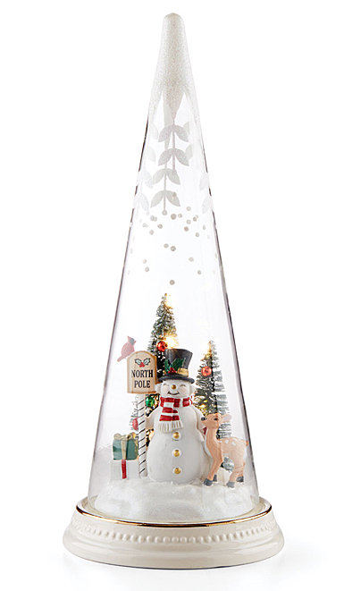 Lenox Merry and Magical Glass Lit Snowman North Pole Scene