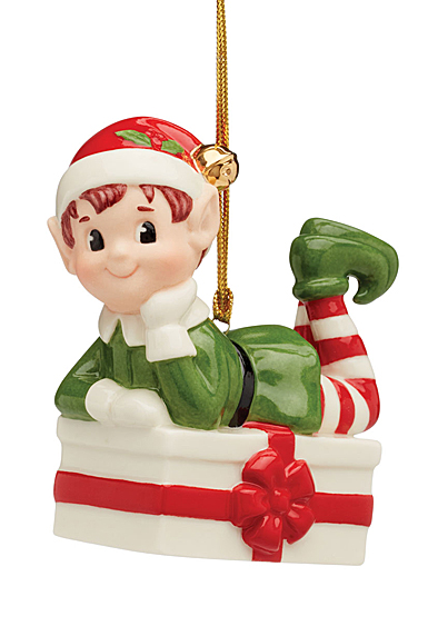 Lenox 2024 Christmas Elf On Present Ornament