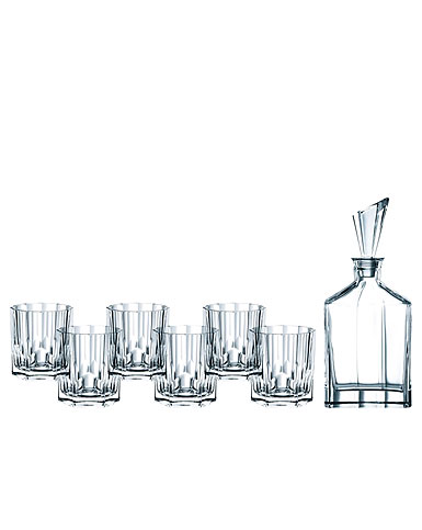 Nachtmann Aspen Decanter and 6 Whiskey Tumblers, Set of 7 