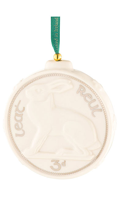 Belleek 2023 Old Irish Coin Hare Threepence Ornament