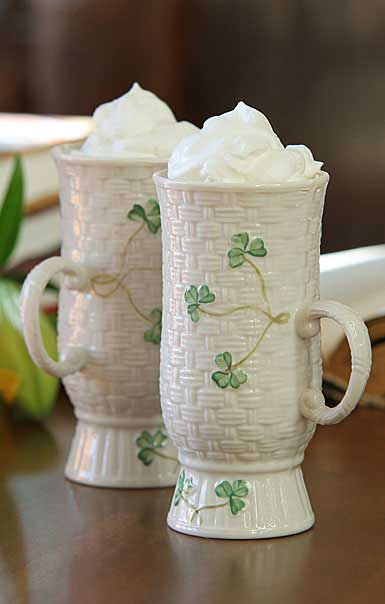 Belleek China Irish Coffee Mugs, Pair