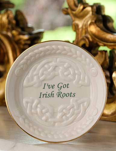 Belleek China I've Got Irish Roots Celtic Dish