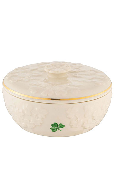 Belleek China Fields of Shamrocks Trinket Box