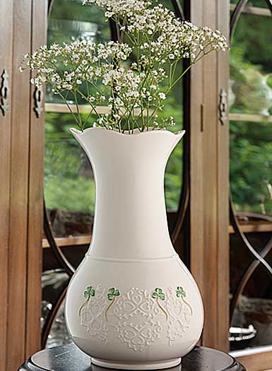 Belleek China Shamrock Lace 10" Vase