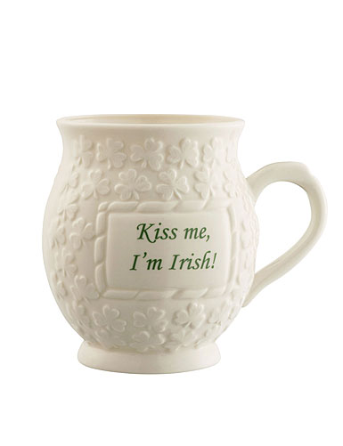 Belleek Kiss Me I'm Irish Mug, Single