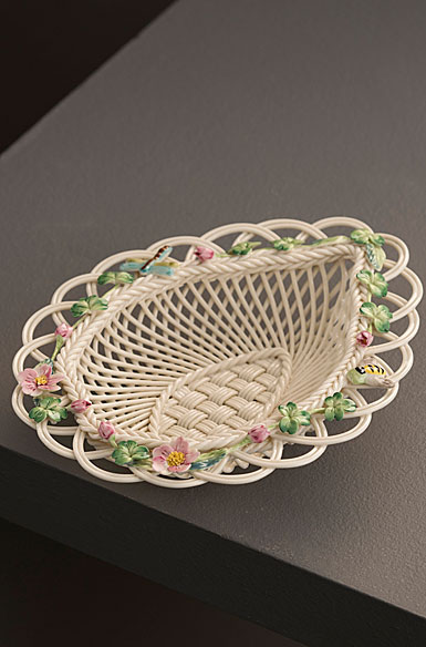 Belleek Masterpiece Collection Wild Rose Leaf Basket Limited Edition