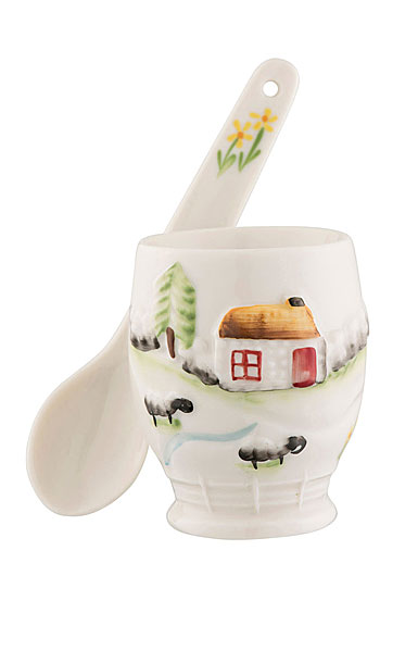 Belleek China Connemara Egg Cup and Spoon