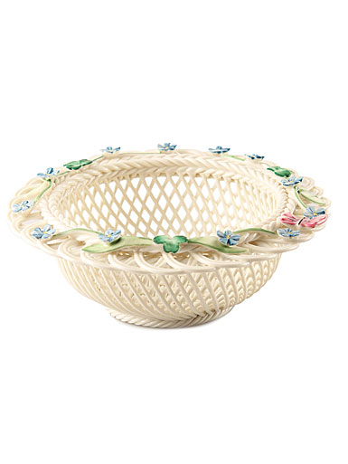 Belleek China Forget Me Not Basket, Limited Edition