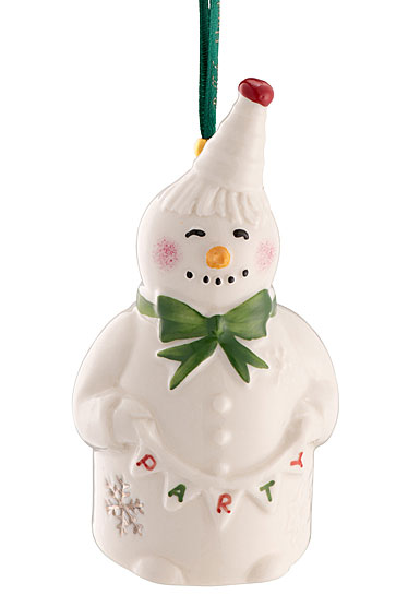 Belleek China Party Snowman Hanging Ornament