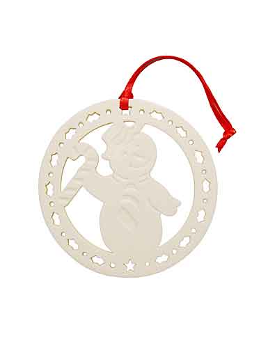 Belleek Living Candy Cane Snowman Ornament
