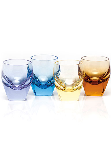 Moser Crystal Bar Shot Glass 1.5 Oz. Set of 4 Multicolor