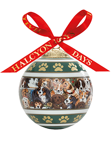 Halcyon Days Dogs Leave Pawprints on Your Heart 3" Bauble Ornament