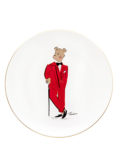 Halcyon Days Hal the Bear White 10" Coupe Plate