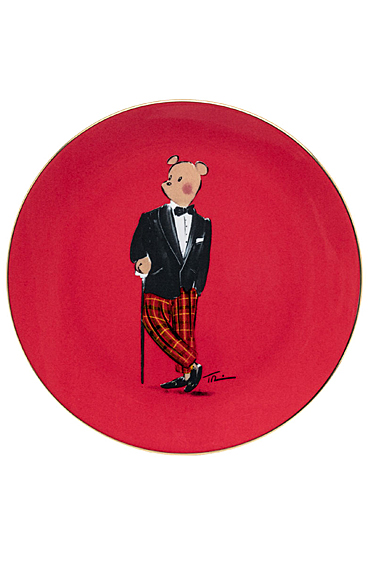 Halcyon Days Hal the Bear Red 10" Coupe Plate
