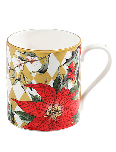 Halcyon Days Parterre Gold with Poinsettia Mug