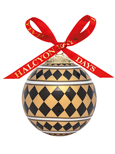 Halcyon Days Parterre Black Gold Bauble Ornament
