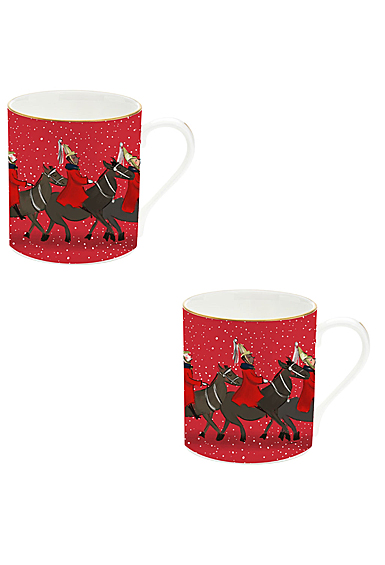 Halcyon Days Life Guards in the Snow Red Mug Set of 2