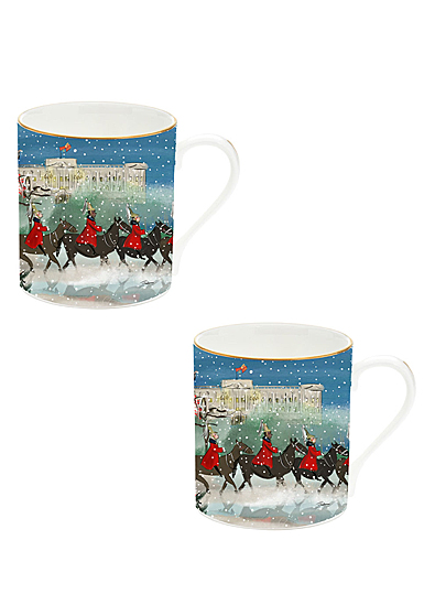 Halcyon Days Life Guards in the Snow Blue Mug Set of 2
