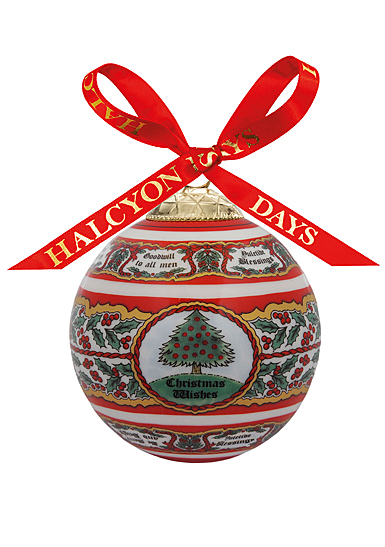Halcyon Days Vintage Christmas Red Bauble Ornament