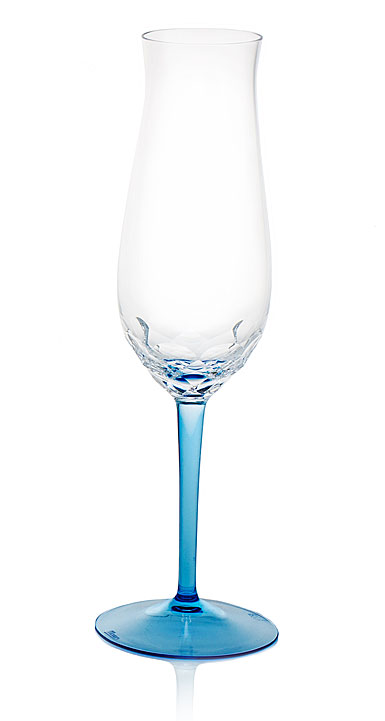 Moser Butterfly Champagne Flute Clear Aquamarine, Single