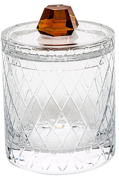 Moser Crystal Bonbon Canister 8.5" Wedge Cuts - Clear and Topaz
