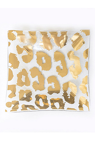 Annieglass Cheetah 7" Square Plate Gold