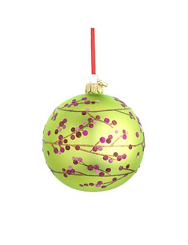 Reed and Barton Blown Glass Berry Branch Ball Ornament, D. 4in.