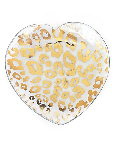 Annieglass Cheetah 7" Heart Plate Gold