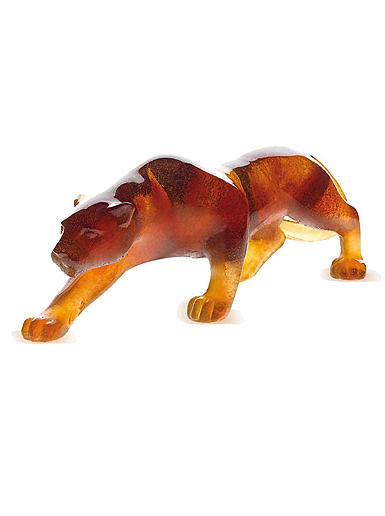 Daum Amber Panther Small Sculpture
